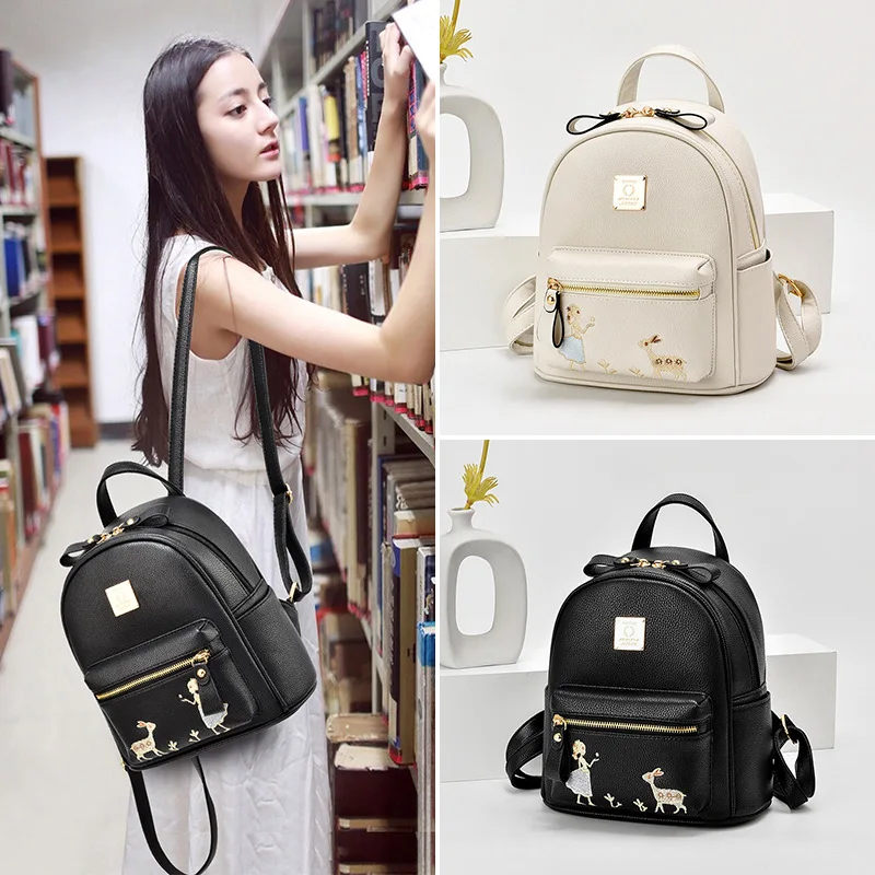 Korean women's backpack Lightweight and large-capacity women's small school bag Fashion PU backpack, Black, white
Korean women's backpack Lightweight and large-capacity women's small school bag Fashion PU backpack, Black, white