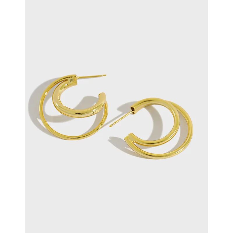 High Quality 925 Sterling Silver Jewelry Geometric Circle Stud Earrings Creative Double Circle Earrings for Women
High Quality 925 Sterling Silver Jewelry Geometric Circle Stud Earrings Creative Double Circle Earrings for Women
