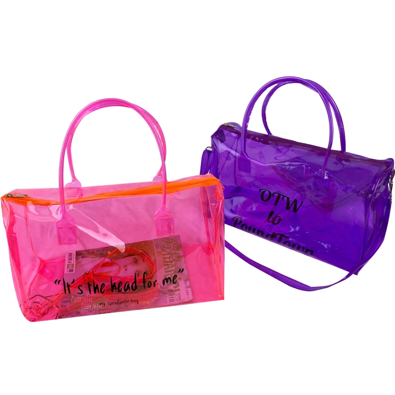 Wholesale Candy Colors Clear Plastic Travel Bag Beach Playing Overnight Weekender Duffle Bag Women, 12 stock colors
Wholesale Candy Colors Clear Plastic Travel Bag Beach Playing Overnight Weekender Duffle Bag Women, 12 stock colors