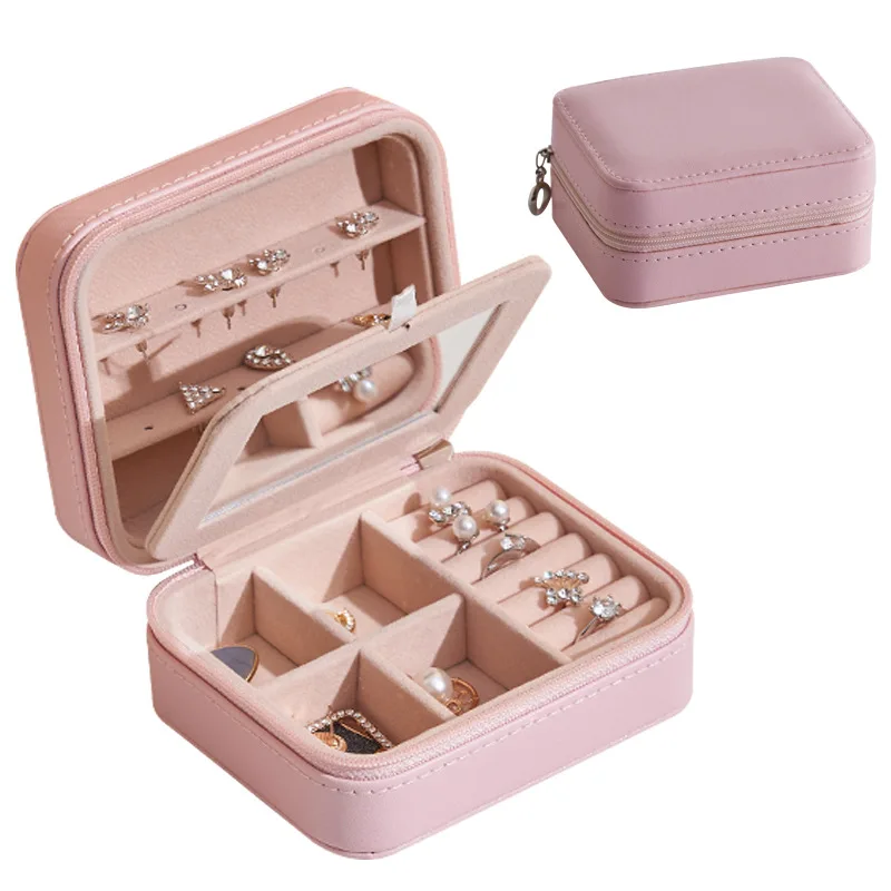 New Leather portable jewelry box, double-layer storage box with small mirror, small jewelry box with zipper
New Leather portable jewelry box, double-layer storage box with small mirror, small jewelry box with zipper