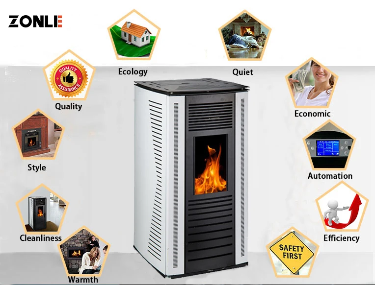 Eco Friendly Smokeless Indoor Pellet Stove Automatic, Wood Pellet Stove