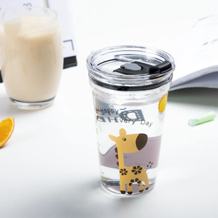 Giraffe Reusable Glas Milch Tee Kaffee Tasse Mit Deckel