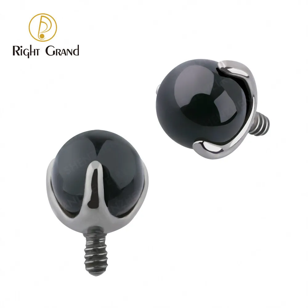 ASTM F136 Titanium Internal Thread Prong Set Black Agate Ball Top Accessory Piercing Tattoo Jewelry
ASTM F136 Titanium Internal Thread Prong Set Black Agate Ball Top Accessory Piercing Tattoo Jewelry
