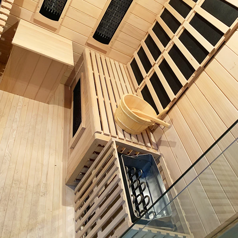 Traditional Style Indoor Wooden Infrared dry steam sauna room