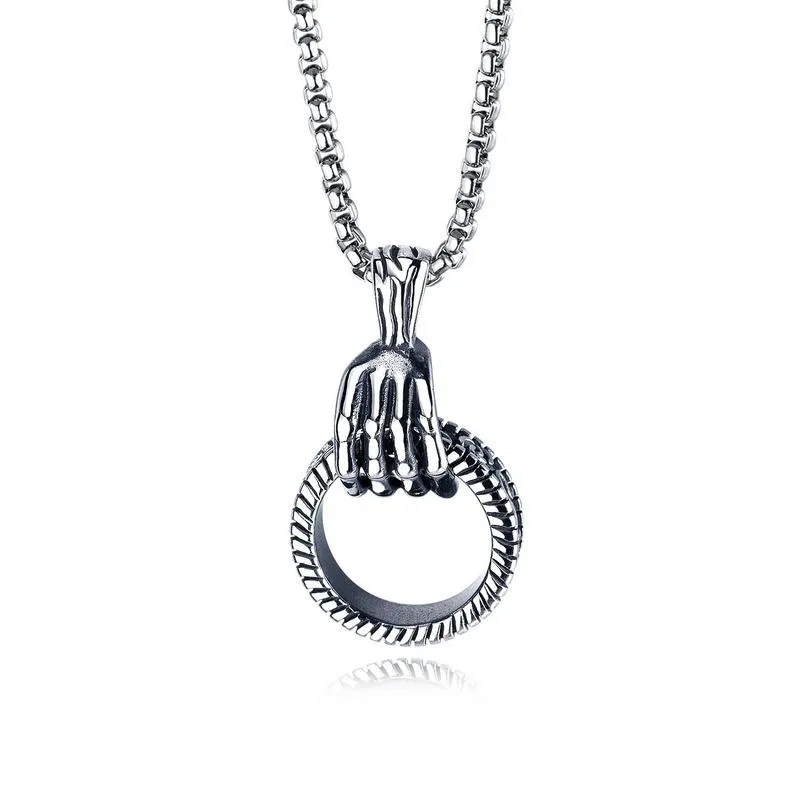 Fitness Pendant Necklace Wholesale Vintage pendant punk style men skeleton silver dragon claw hand 316L stainless steel jewelry
Fitness Pendant Necklace Wholesale Vintage pendant punk style men skeleton silver dragon claw hand 316L stainless steel jewelry