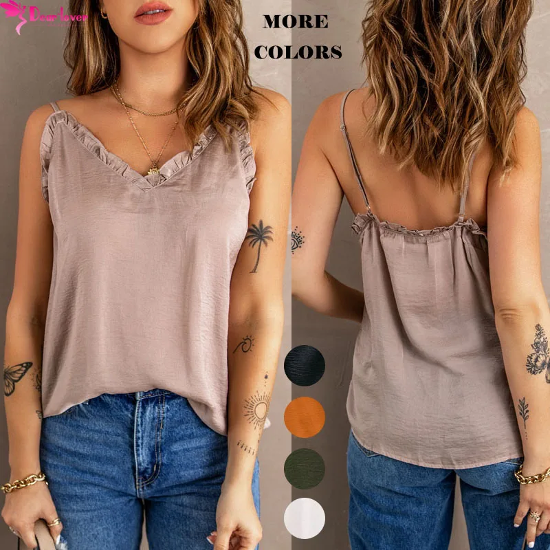 2022 Women Clothing Ruffles Side Spaghetti Strap Sleeveless Tops Custom Women Tank Top, Customized womens tank tops workout
2022 Women Clothing Ruffles Side Spaghetti Strap Sleeveless Tops Custom Women Tank Top, Customized womens tank tops workout
