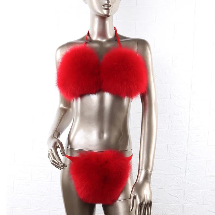 Custom Women Fur Underwear Fox Fur Furry Bra Lingerie Set Buy Furry