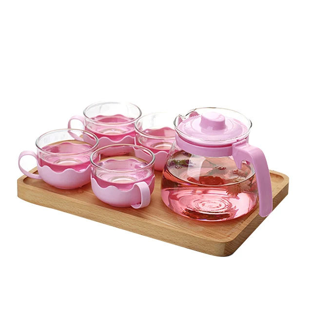 Wholesale Teapot set Glass water bottle Water Cup set for Custom print logo Coffee and tea sets Flower tea pot, Pink
Wholesale Teapot set Glass water bottle Water Cup set for Custom print logo Coffee and tea sets Flower tea pot, Pink