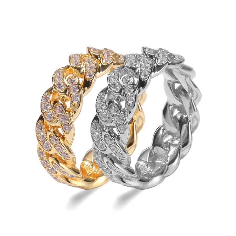 Hip Hop 8 MM Silver 18k Gold Plated Paved Micro CZ Women's Cuban Diamond Ring, Silver/gold
Hip Hop 8 MM Silver 18k Gold Plated Paved Micro CZ Women's Cuban Diamond Ring, Silver/gold