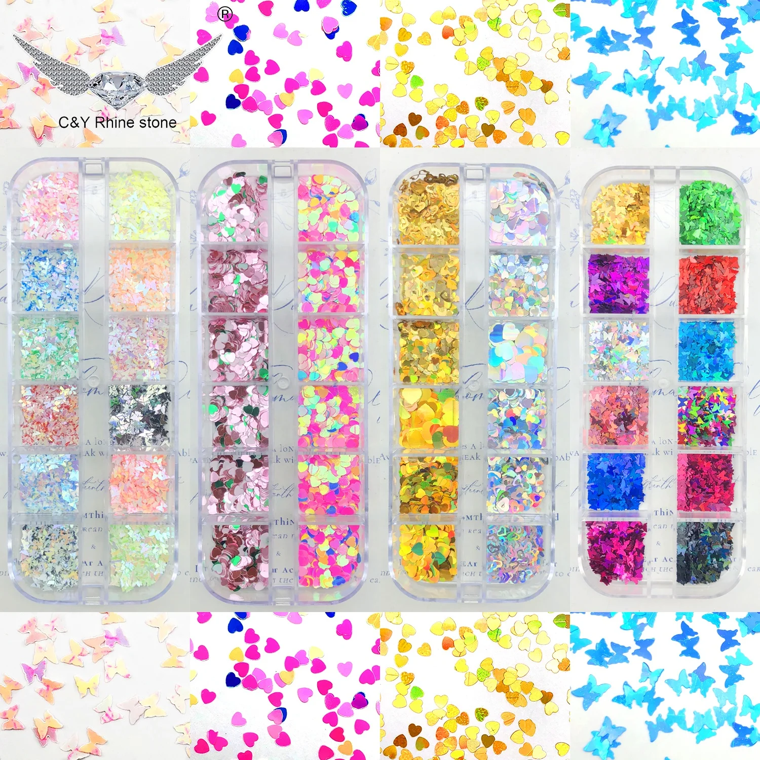 C&Y 12 Grids Box Butterfly Heart Glitter Mermaid Scale Halloween Nail Art Stickers Decals Nails, As the picture shows
C&Y 12 Grids Box Butterfly Heart Glitter Mermaid Scale Halloween Nail Art Stickers Decals Nails, As the picture shows