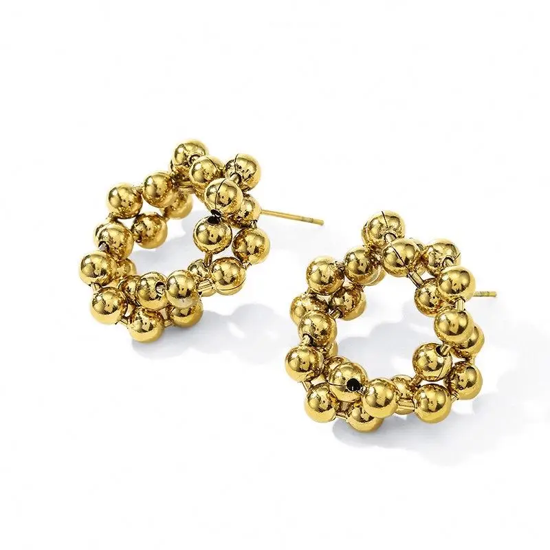 Minimalist Gold Plated Small Beads Cheap Stainless Steel Circle Retro Earrings Jewelry, Gold color
Minimalist Gold Plated Small Beads Cheap Stainless Steel Circle Retro Earrings Jewelry, Gold color