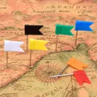 Flag Map Pins - 100-Pack Flag Push Pins Map Tacks, Decorative Push Tacks Colored Marking Pins for Bulletin Cork Board