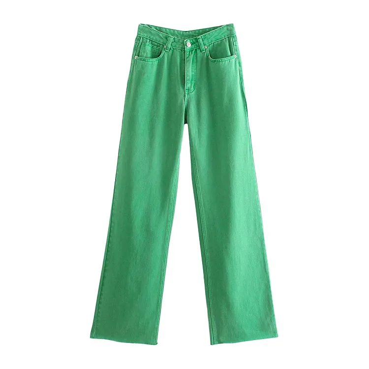 BMURHMZA2021 spring and summer new women's green single button double pocket high waist women's jeans
BMURHMZA2021 spring and summer new women's green single button double pocket high waist women's jeans