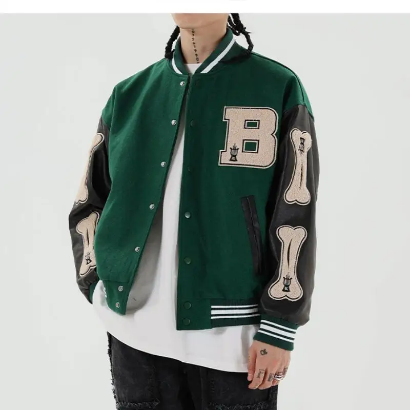 Jackets For Men 2021 Bone Letter Patchwork Harajuku High Street Fall Winter Baseball Coats Single-Breasted Bomber Men's Jackets
Jackets For Men 2021 Bone Letter Patchwork Harajuku High Street Fall Winter Baseball Coats Single-Breasted Bomber Men's Jackets