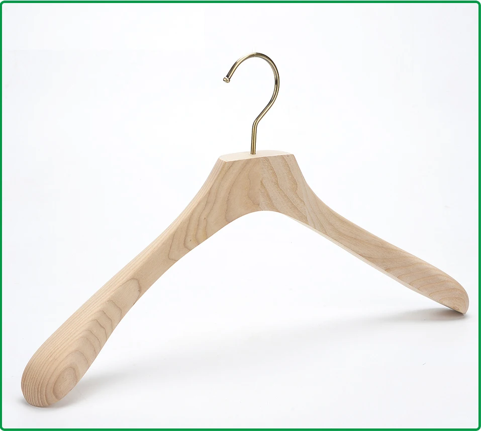 Customize clothes hanger wood closet hanger wooden luxury coat hanger with gold hook