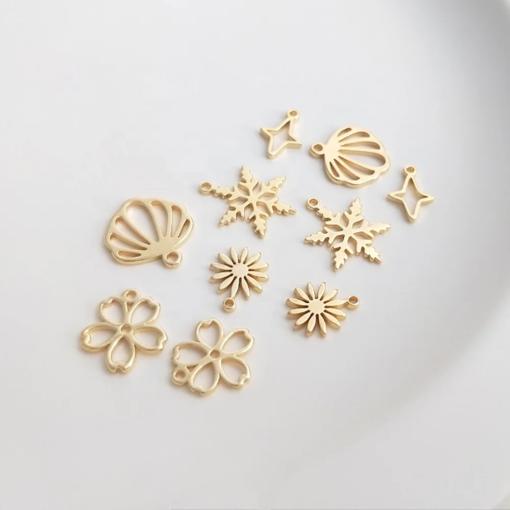 

DIY Jewelry Making 14K Gold Filled Clad Cute Star Shell Daisy Fancy Flower Charm Pendant For Earrings Necklaces Bracelets