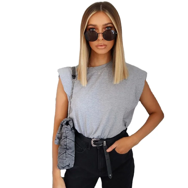 Sleeveless Shoulder Pads Loose Slim T-shirt Vest Women Women's Summer New Ladies Base Top
Sleeveless Shoulder Pads Loose Slim T-shirt Vest Women Women's Summer New Ladies Base Top