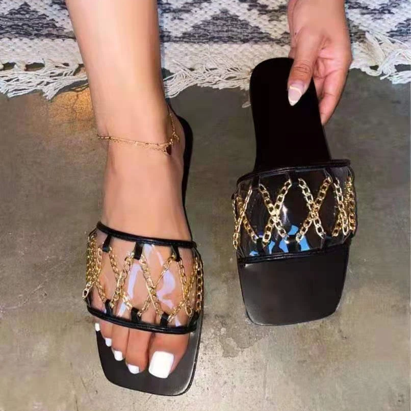 Hot selling fashion slippers summer Square head chain transparent flat women rhinestone slides Ladies Shoes Slippers For Women, Black, khaki,white
Hot selling fashion slippers summer Square head chain transparent flat women rhinestone slides Ladies Shoes Slippers For Women, Black, khaki,white