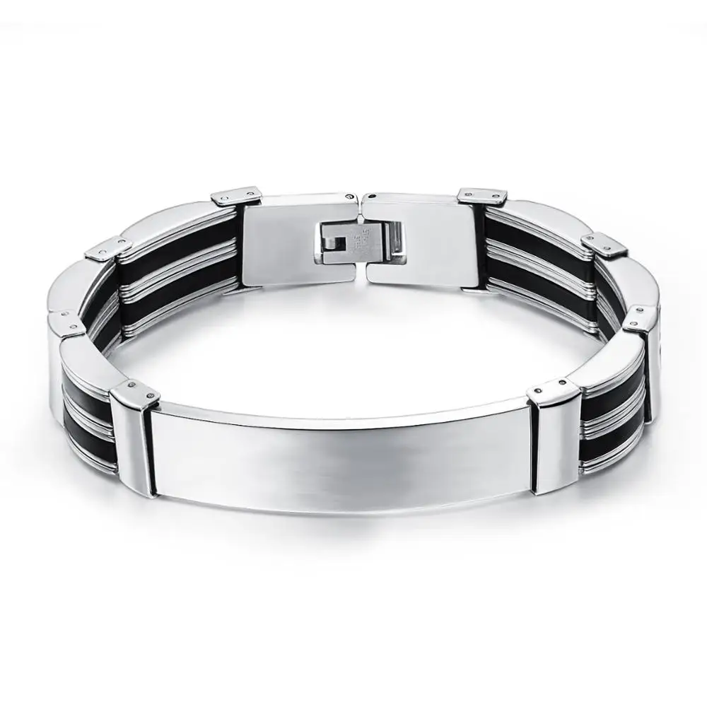 2020 Punk Men Stainless Steel Wrist Band Bracelet Black Casual Grooved Ruhbber Silicone Mesh Link Bracelet Bangle
2020 Punk Men Stainless Steel Wrist Band Bracelet Black Casual Grooved Ruhbber Silicone Mesh Link Bracelet Bangle