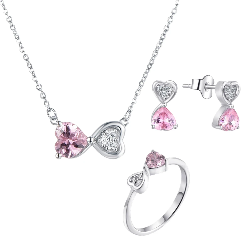 OEM ODM Pink Zircon CZ Jewelry Sets Rhodium Plated S925 Sterling Silver Heart Jewelry Set
OEM ODM Pink Zircon CZ Jewelry Sets Rhodium Plated S925 Sterling Silver Heart Jewelry Set