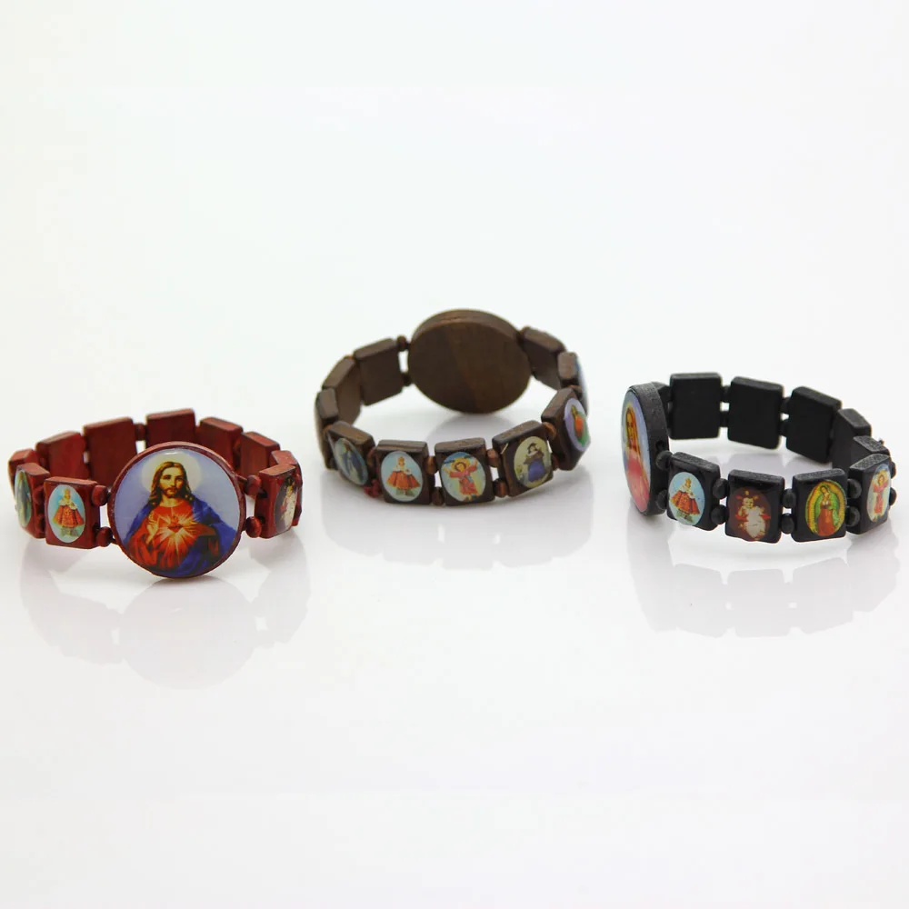 Wooden Catholic Religious Bracelets with Assorted Colored Images of Catholic Saints for kids, Brown
Wooden Catholic Religious Bracelets with Assorted Colored Images of Catholic Saints for kids, Brown