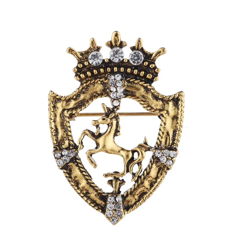 DIY jewelry accessories custom made mens gold brooch silver crystal crown shield unicorn collar needle badge brooches for suit
DIY jewelry accessories custom made mens gold brooch silver crystal crown shield unicorn collar needle badge brooches for suit