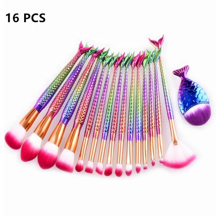 15/16pcs Mermaid Makeup Brush Set Pink Bristle Rainbow Gradient Cosmetic Brush Kit, Multi color
15/16pcs Mermaid Makeup Brush Set Pink Bristle Rainbow Gradient Cosmetic Brush Kit, Multi color