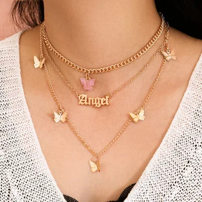 America Popular Gold Plated Layered Butterfly Necklace Fashion Sweet With Letter Stacked Butterfly Pendant Necklace
America Popular Gold Plated Layered Butterfly Necklace Fashion Sweet With Letter Stacked Butterfly Pendant Necklace