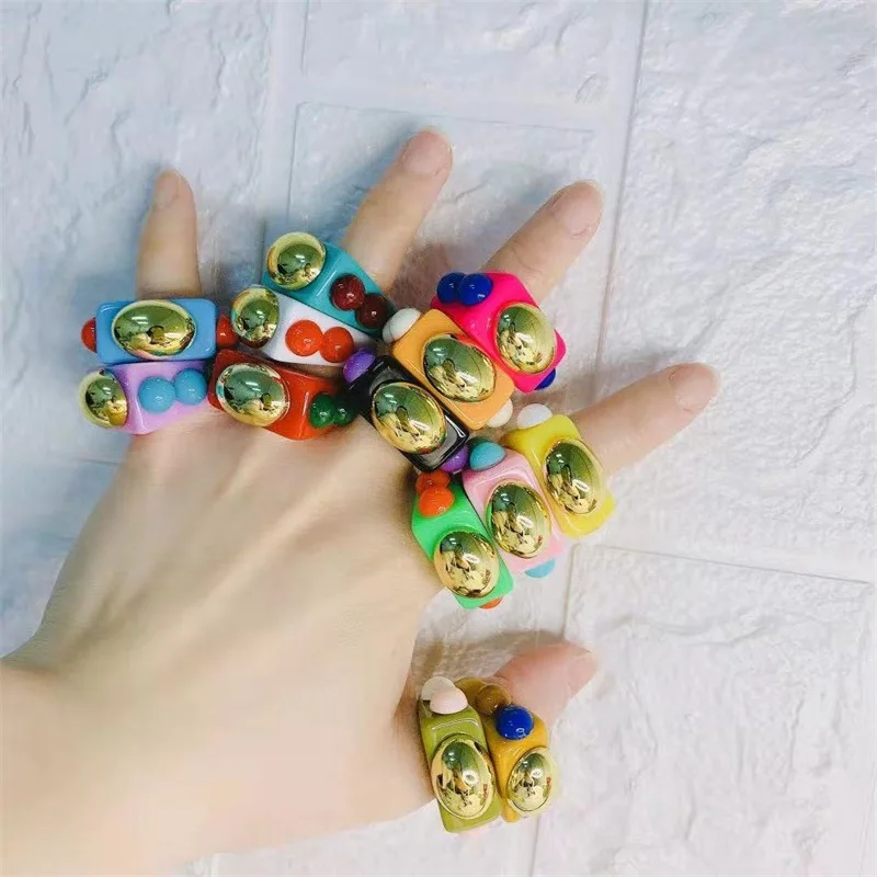 Punk Style Hiphop Boys Girls Travel Party Macaron Colour Acrylic Finger Jewelry Gift Multicolor Resin Bead Large Square Pop Ring
Punk Style Hiphop Boys Girls Travel Party Macaron Colour Acrylic Finger Jewelry Gift Multicolor Resin Bead Large Square Pop Ring