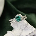 925 Silver Green Diamond Engagement Moissanite Ring