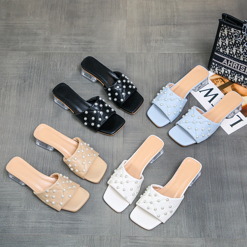 Plus Size45 Summer Slip On Slides Square Toe Slippers Pearl Quilted Upper Heels Sandals For Women
Plus Size45 Summer Slip On Slides Square Toe Slippers Pearl Quilted Upper Heels Sandals For Women