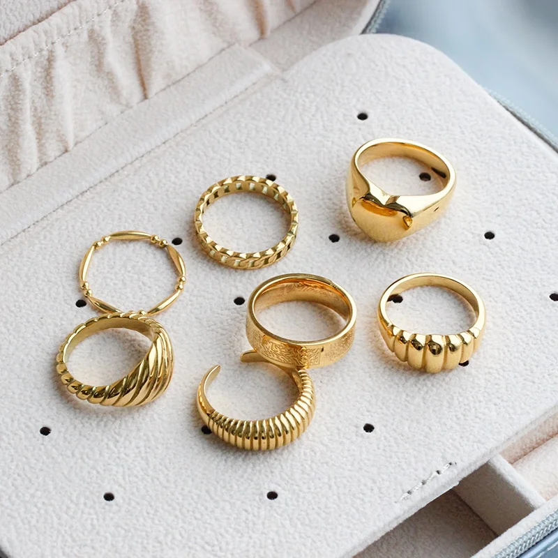 Wholesale Waterproof Jewelry Ins Popular 18K Gold Plated Ring 316L Stainless Steel Chunky Rings For Women YF2256
Wholesale Waterproof Jewelry Ins Popular 18K Gold Plated Ring 316L Stainless Steel Chunky Rings For Women YF2256