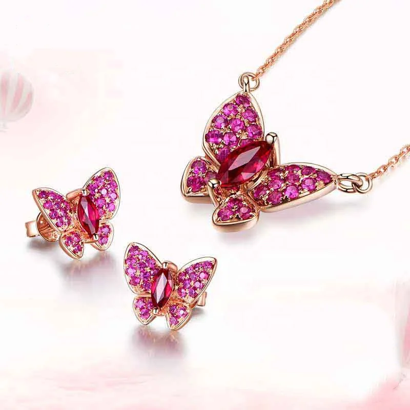 Women's Wear Jewelry Charms Ruby Butterfly Necklace Earrings Female Party Wholesale, Customized color
Women's Wear Jewelry Charms Ruby Butterfly Necklace Earrings Female Party Wholesale, Customized color
