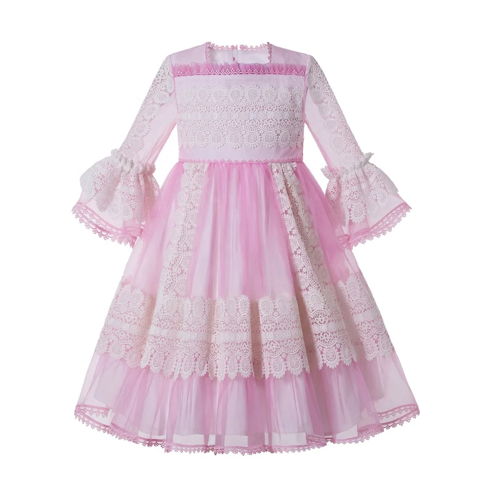 

PETTIGIRL Kids Fashion Dresses Pink Party Frocks for Girls Autumn 10Y Girls Clothes