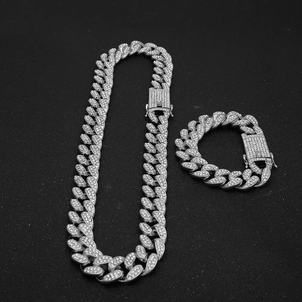 20mm Bling Hip Hop Gold Silver Miami Cuban Link Diamond Chain rope necklace and bracelet set
20mm Bling Hip Hop Gold Silver Miami Cuban Link Diamond Chain rope necklace and bracelet set
