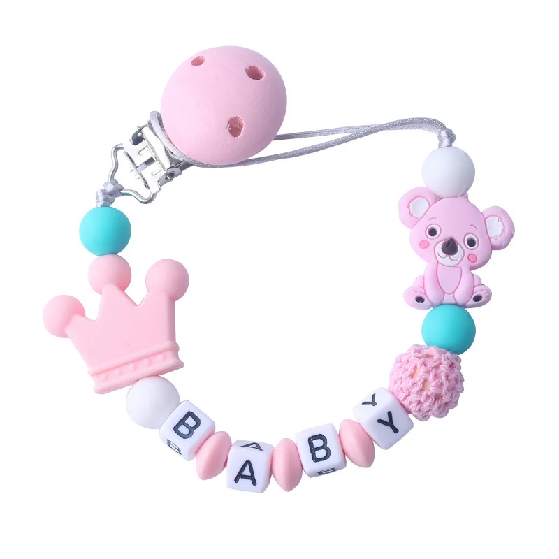 Personalized Name Handmade Pacifier Clips Holder Chain Silicone The Crown Koala Baby Teether Teething Chain, Multi
Personalized Name Handmade Pacifier Clips Holder Chain Silicone The Crown Koala Baby Teether Teething Chain, Multi