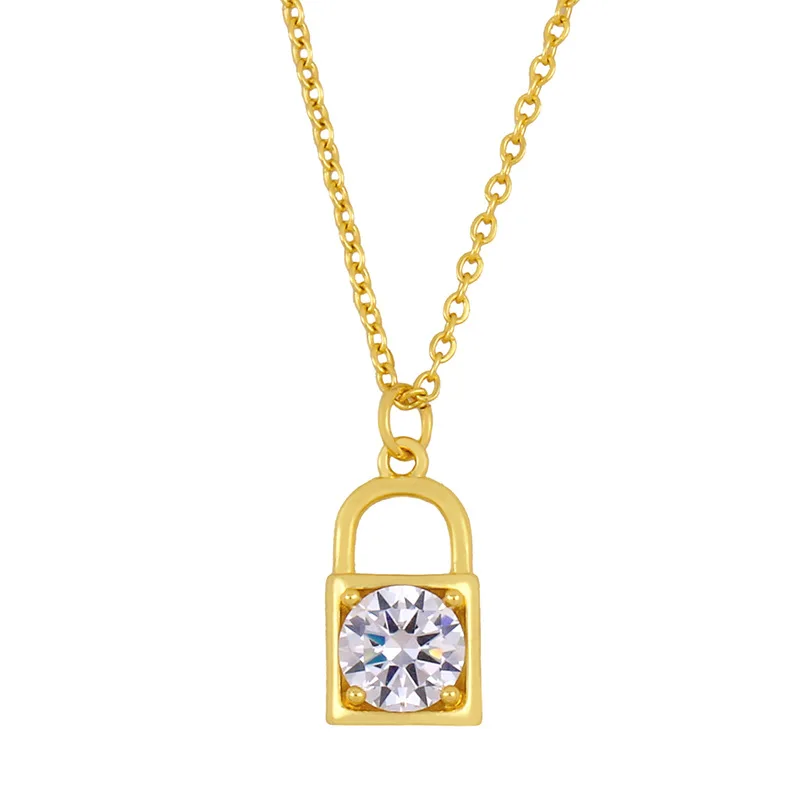 Fashion Products Diamond Lock Pendant Necklace Accessories Chain 18K Small Design Stylish Necklaces, Gold
Fashion Products Diamond Lock Pendant Necklace Accessories Chain 18K Small Design Stylish Necklaces, Gold