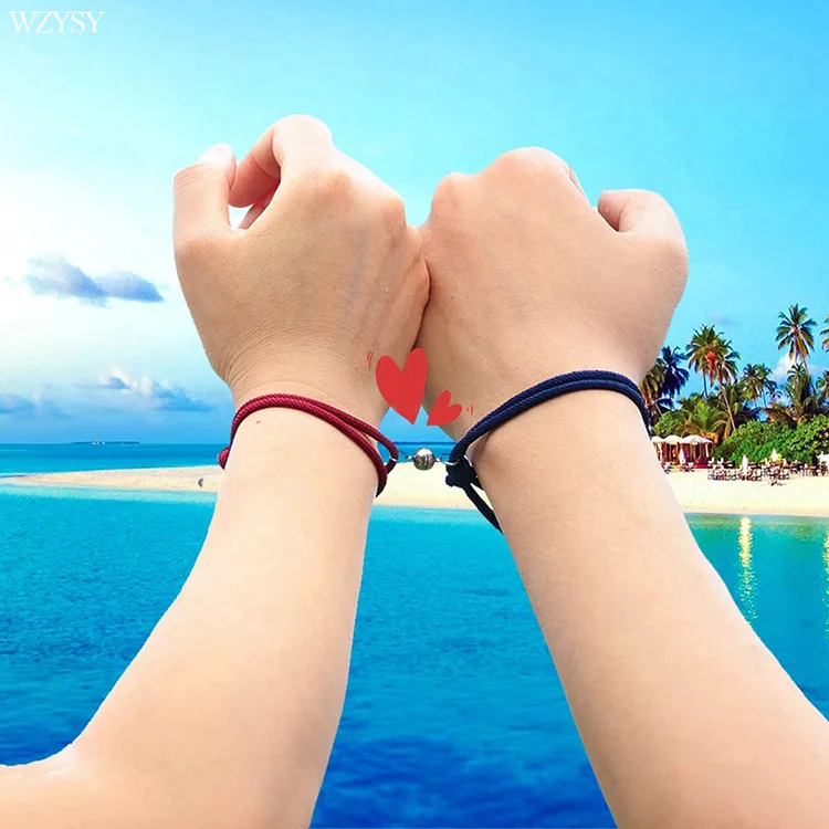 Fashion Jewelry Gift Couple Magnetic Friendship Rope Ball Bracelet Set