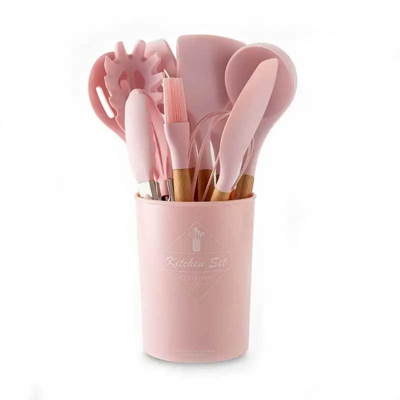 Pink Silicone Stainless Steel Handle 12PCS Cookware Set Cooking Appliances Kitchenware Set 
Pink Silicone Stainless Steel Handle 12PCS Cookware Set Cooking Appliances Kitchenware Set