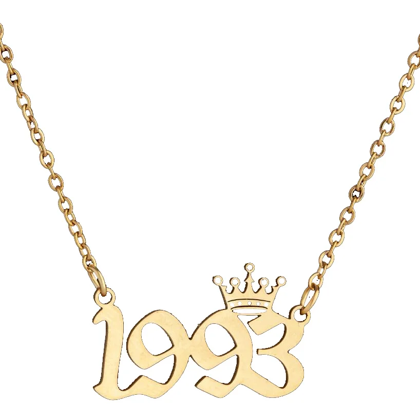 1980-2019 Personalized Digital Number Titanium Jewelry Birthday Gift Stainless Steel Year Crown Gold Necklaces for Women Girl
1980-2019 Personalized Digital Number Titanium Jewelry Birthday Gift Stainless Steel Year Crown Gold Necklaces for Women Girl
