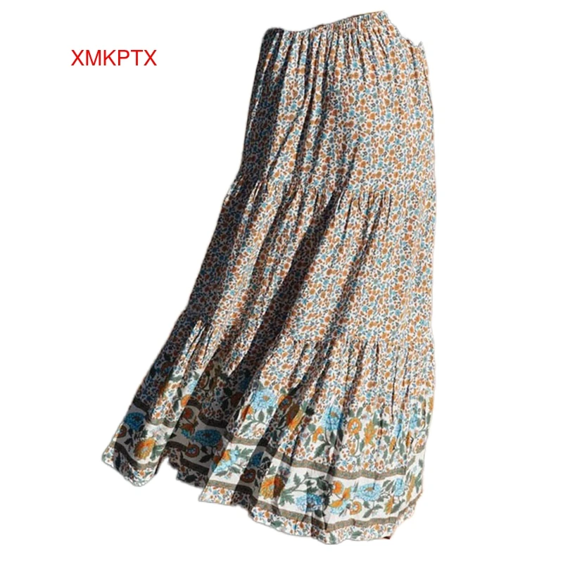 New Arrival Women Multicolor Boho Floral Print A Line Elastic High Waist Maxi Skirt, As shown
New Arrival Women Multicolor Boho Floral Print A Line Elastic High Waist Maxi Skirt, As shown