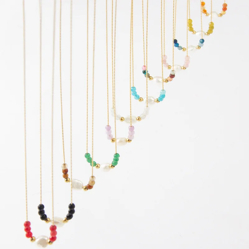 Dainty Natural Faceted Gemstone With Freshwater Pearl Pendant Necklace14K Gold Plated Stainless Steel Chain Necklace
Dainty Natural Faceted Gemstone With Freshwater Pearl Pendant Necklace14K Gold Plated Stainless Steel Chain Necklace