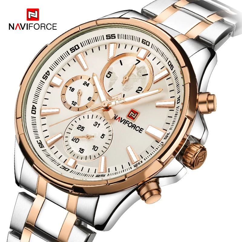 NAVIFORCE Men Sports Watches Waterproof Stainless Steel Strap Quartz Wrist Watch Fashion Top Brand Clock Male Relogio Masculino
NAVIFORCE Men Sports Watches Waterproof Stainless Steel Strap Quartz Wrist Watch Fashion Top Brand Clock Male Relogio Masculino