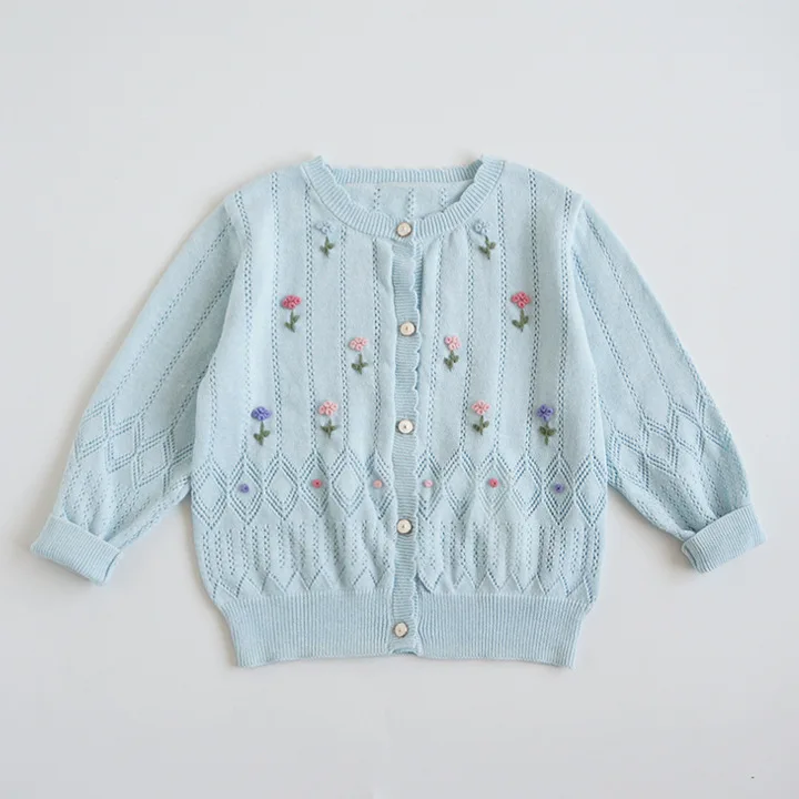 wholesale kids sweaters for baby cardigan girls knitted smocked blue embroidery flower children's clothing boutiques
wholesale kids sweaters for baby cardigan girls knitted smocked blue embroidery flower children's clothing boutiques