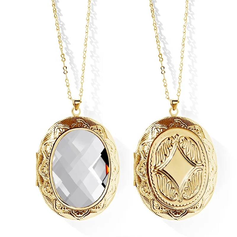 Fashion Custom Logo 18K Gold Plated Alloy Oval Glass Crystal Open Locket Necklace Photo Pendant, Gold, silver
Fashion Custom Logo 18K Gold Plated Alloy Oval Glass Crystal Open Locket Necklace Photo Pendant, Gold, silver