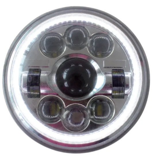 7" Car LED Projector Headlight DOT Approved Round Head Light with DRL and Bright White Or Amber Turn Signal for Jeep