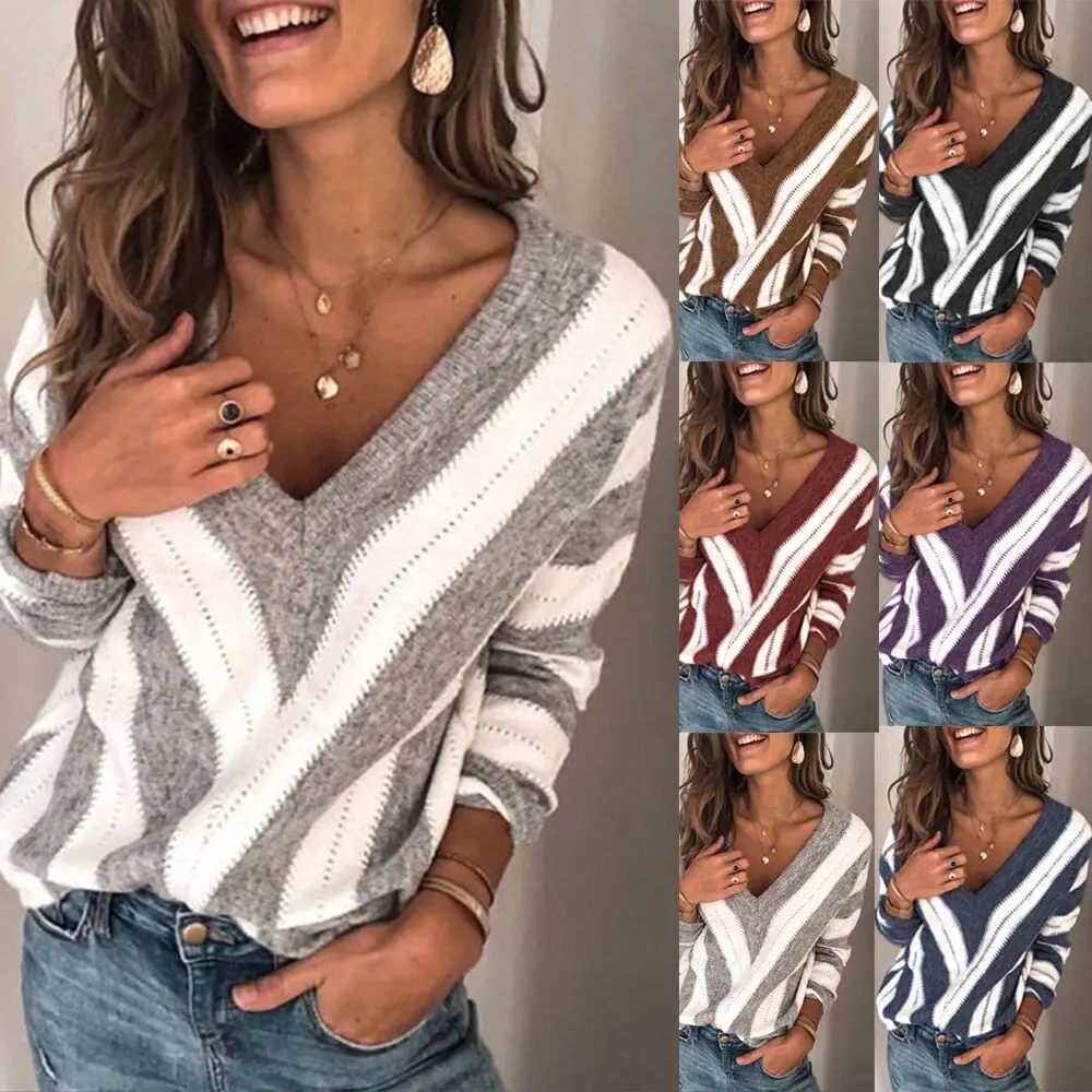 Multicolor Winter women's sweaters tops 2020 Knitted Stripe Warm Pullover Long Sleeve Women V Neck Pocket Sweater Tops Outwear, Customized color
Multicolor Winter women's sweaters tops 2020 Knitted Stripe Warm Pullover Long Sleeve Women V Neck Pocket Sweater Tops Outwear, Customized color