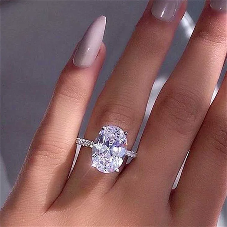 Hot sale European and American big diamond ring oval diamond white gold zircon ring oval diamond ring, Picture shows
Hot sale European and American big diamond ring oval diamond white gold zircon ring oval diamond ring, Picture shows