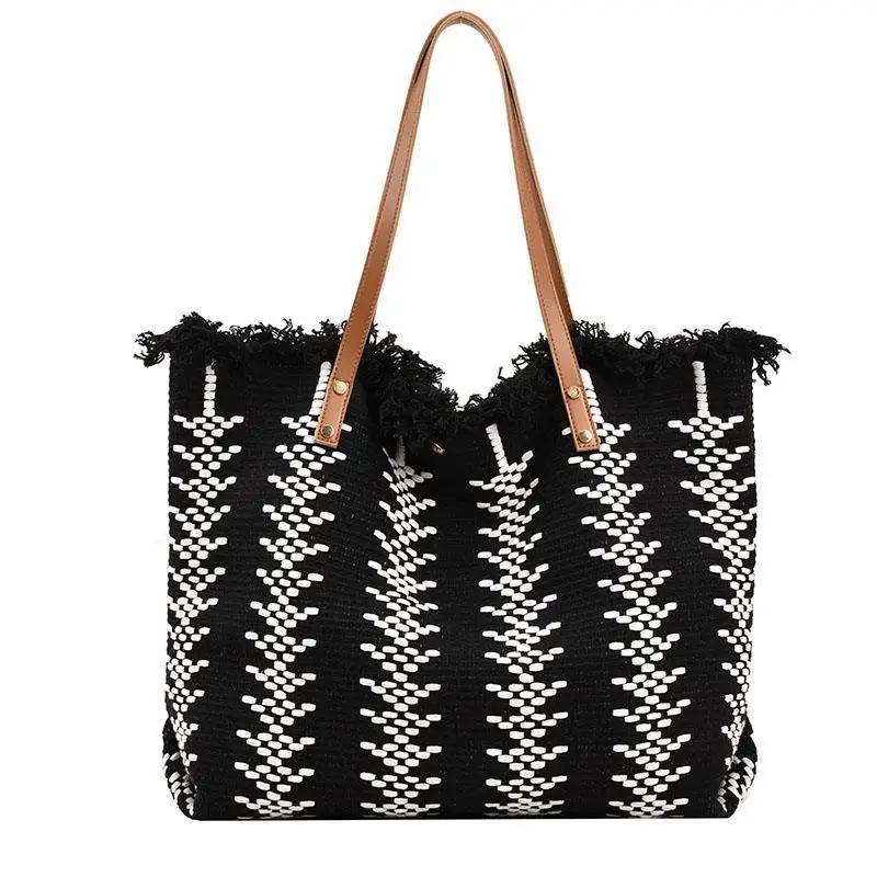 Hot Sale Ladies Single Shoulder Bag Large Capacity Tassel Cotton Linen Woven Tote Bag
Hot Sale Ladies Single Shoulder Bag Large Capacity Tassel Cotton Linen Woven Tote Bag