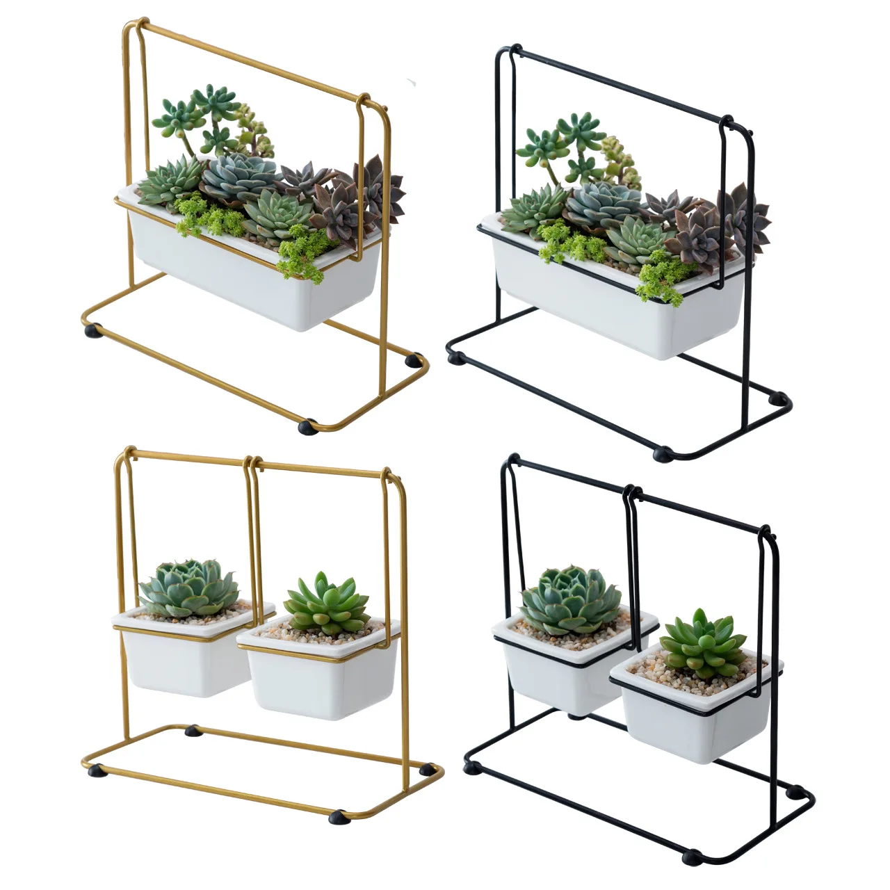 Popular item custom logo home decor geometric iron art swing iron frame ceramic succulent flower pot series combination set, White
Popular item custom logo home decor geometric iron art swing iron frame ceramic succulent flower pot series combination set, White